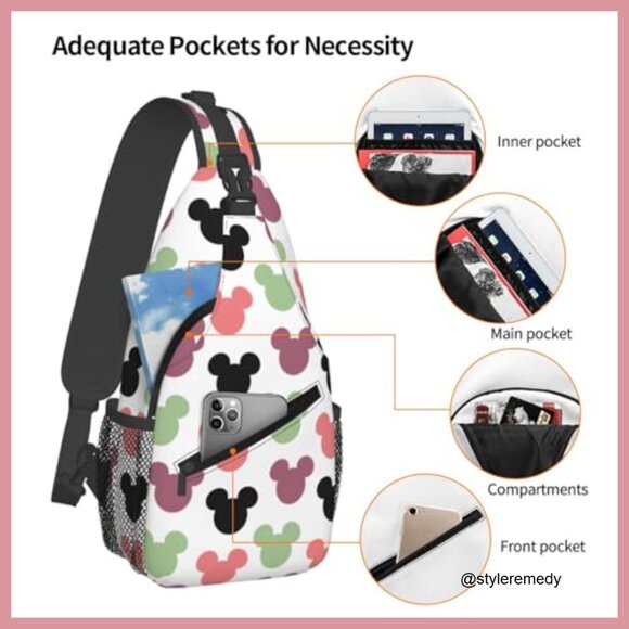 Polyester Crossbody Backpack with Cartoon Print for Gym Travel Casual